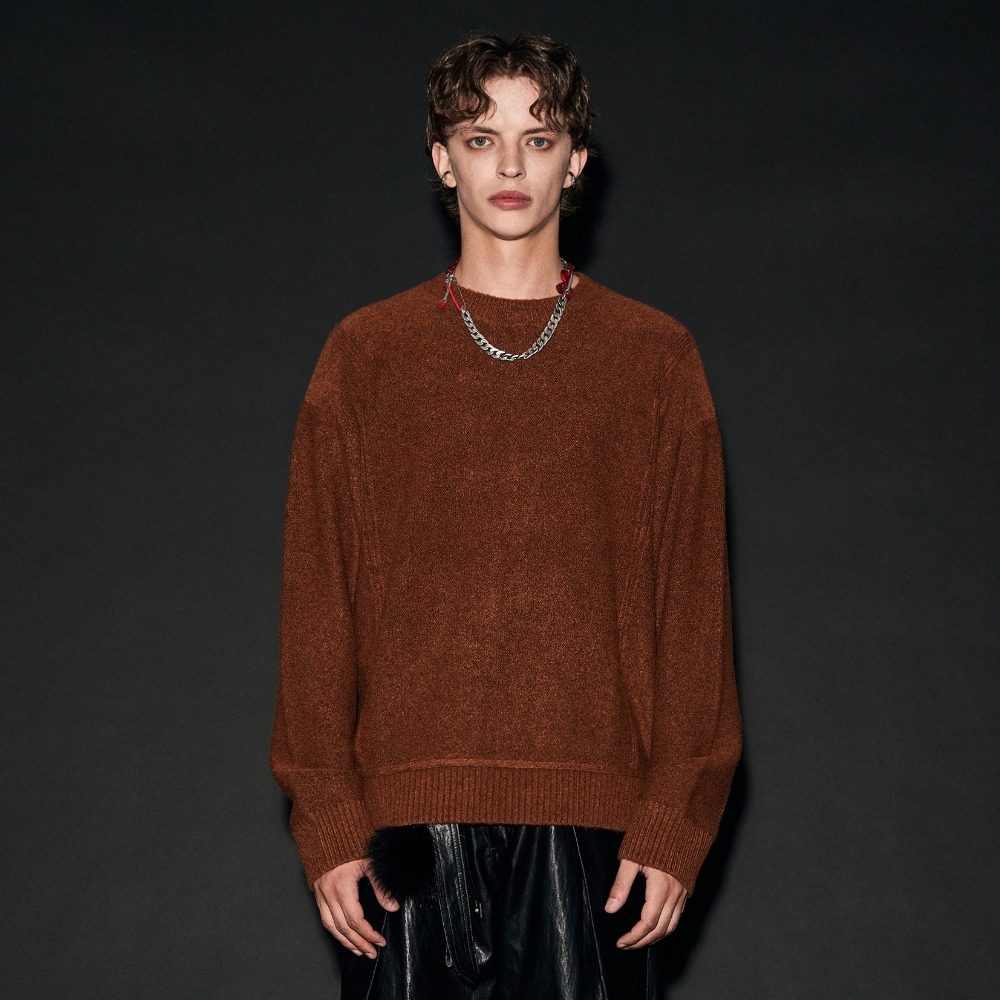 TRES WASHBOARD POINT KNIT R/BROWN메종미네드 MAISON MINED 메종미네드